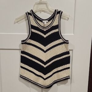 Tribal Jeans Brand Striped Black and Cream Knit Tank Top